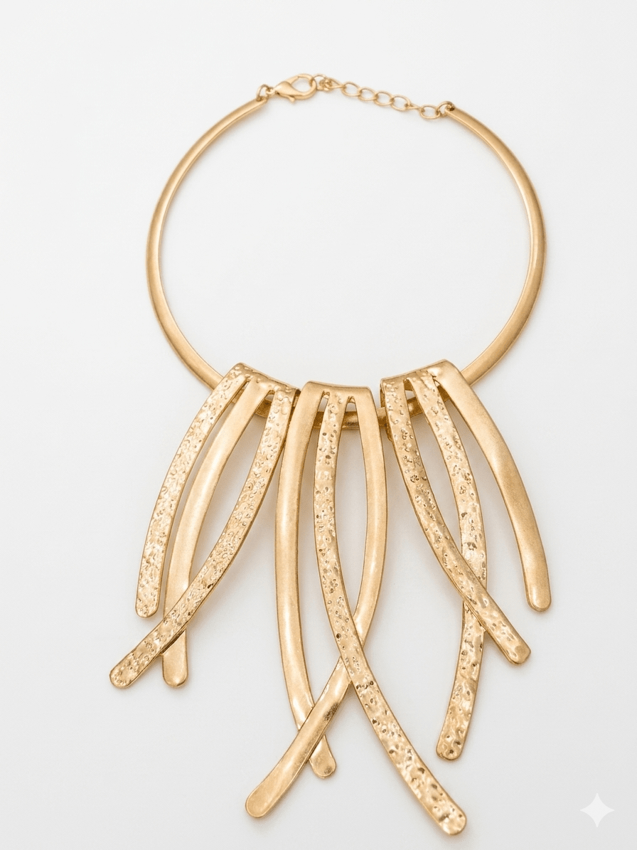 Hammered Fringe Statement Collar Necklace - Trufacebygrace