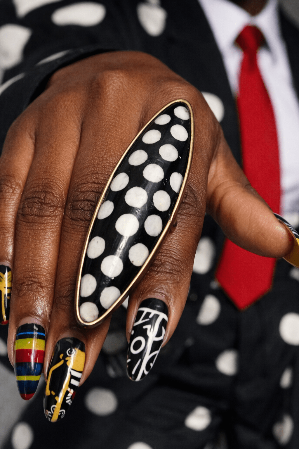 Handcrafted Bone Polkadot Brass Statement Ring - Trufacebygrace
