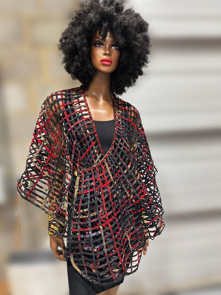 Handmade Multi - Wear Ankara Embellished Cape - Trufacebygrace