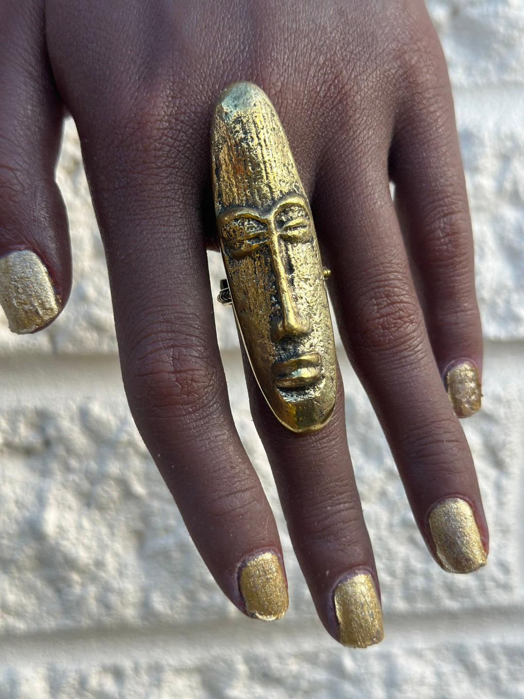 Hwenanimbi African mask brass ring - Trufacebygrace