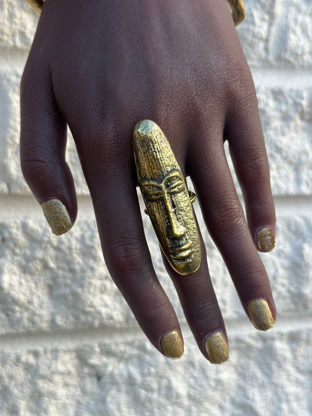 Hwenanimbi African mask brass ring - Trufacebygrace