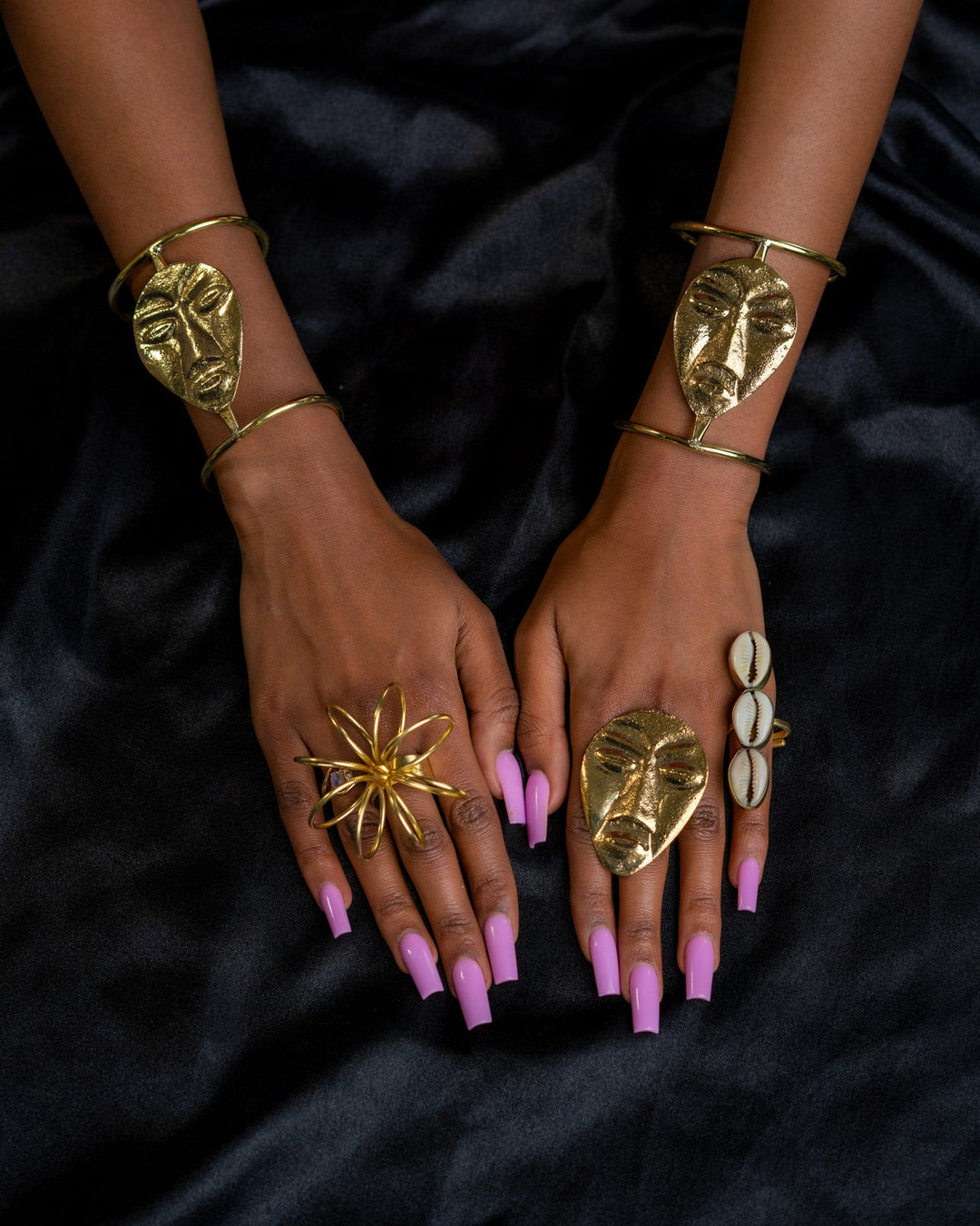 I will conquer African Mask Brass statement ring and bracelet - Trufacebygrace