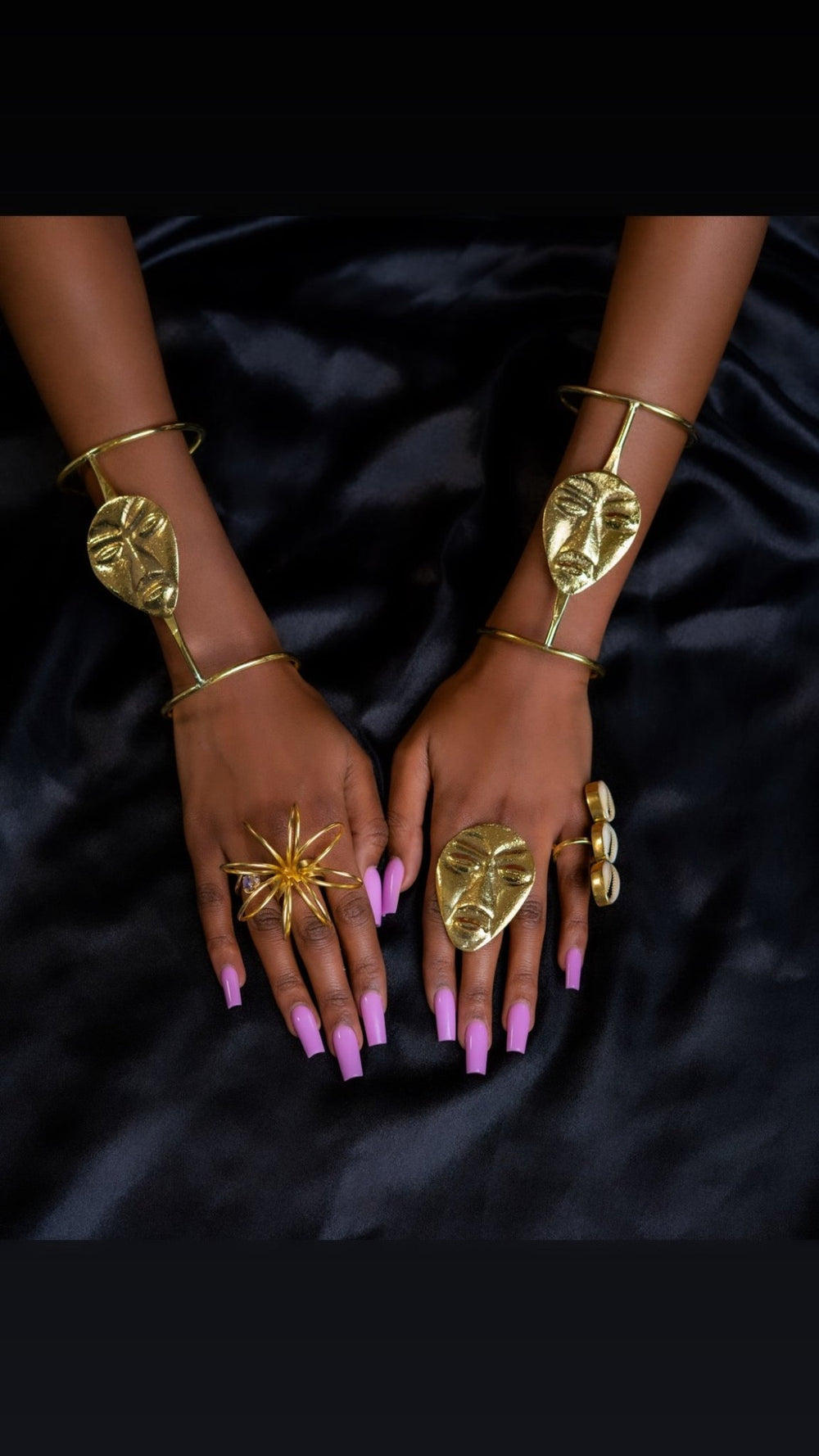 I will conquer African Mask Brass statement ring and bracelet - Trufacebygrace