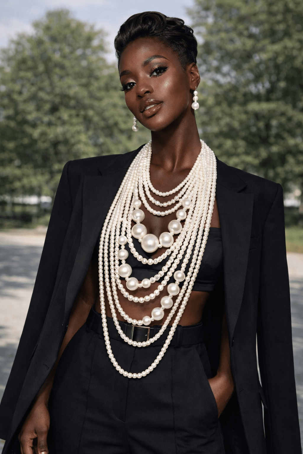Ife Obinrin Layered Pearl Necklace set - Trufacebygrace