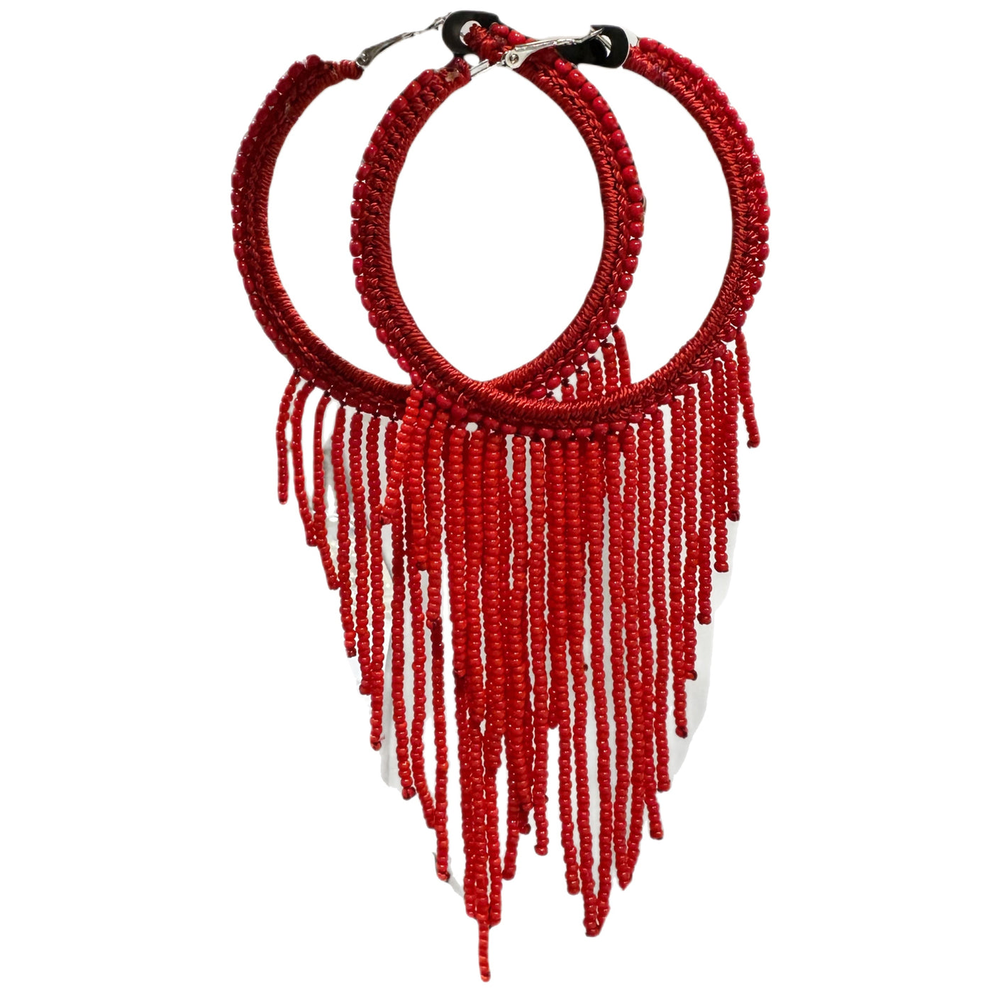 Red Dar Salaam Hand Crochet beaded Earrings