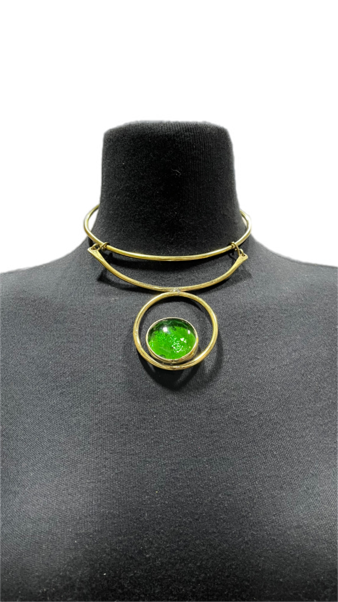 Upinde Brass and Glass circular stone Necklace