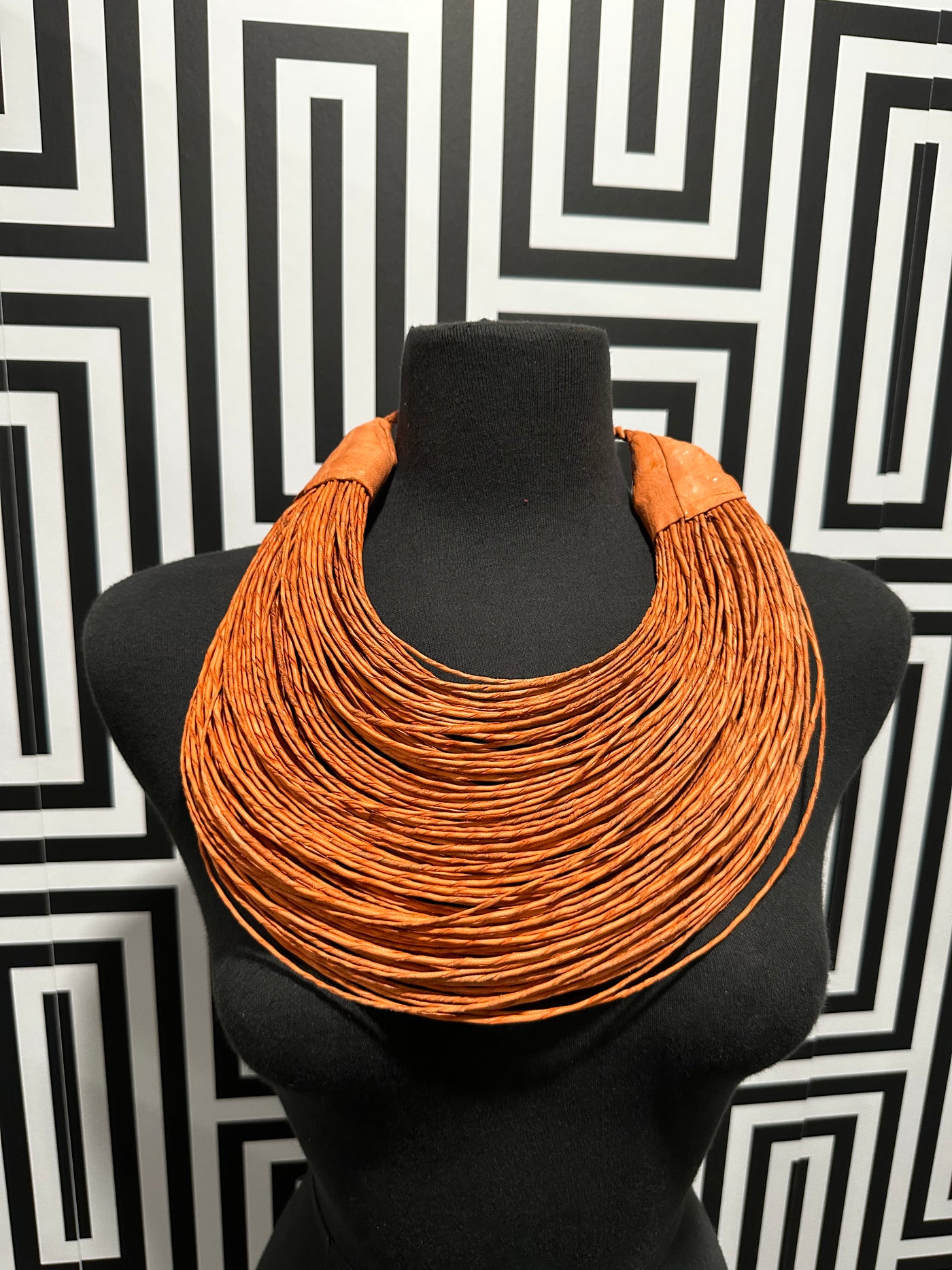 Jumbo genuine leather multi strand necklace
