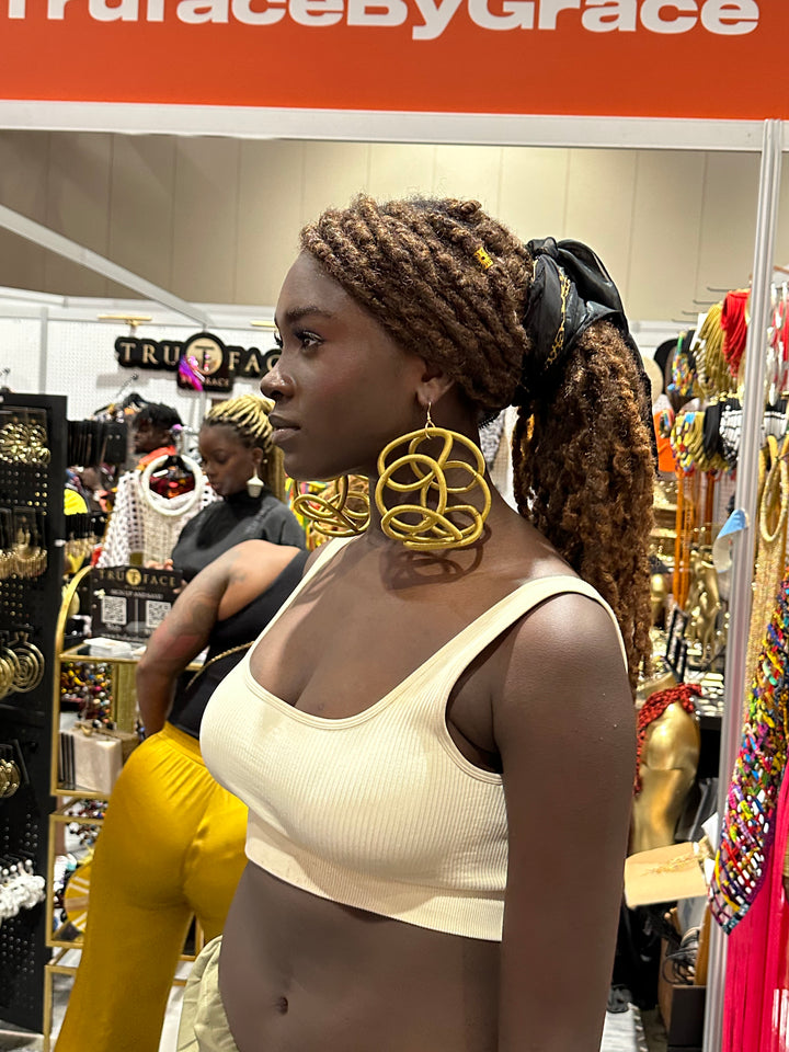 Kukua thread Circular Rings Statement Earrings