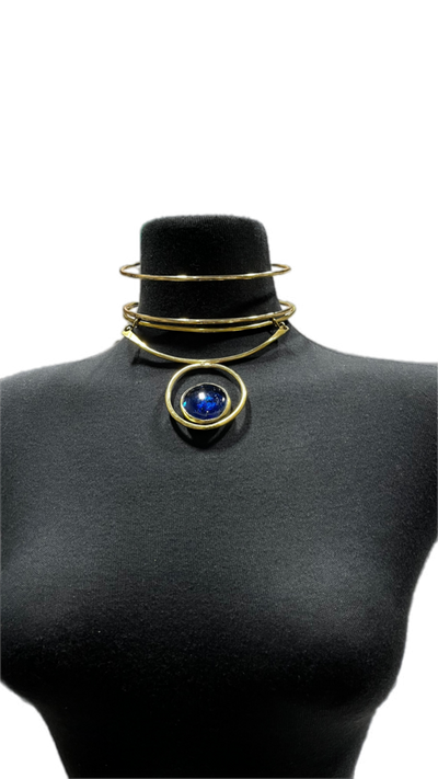 Upinde Brass and Glass circular stone Necklace