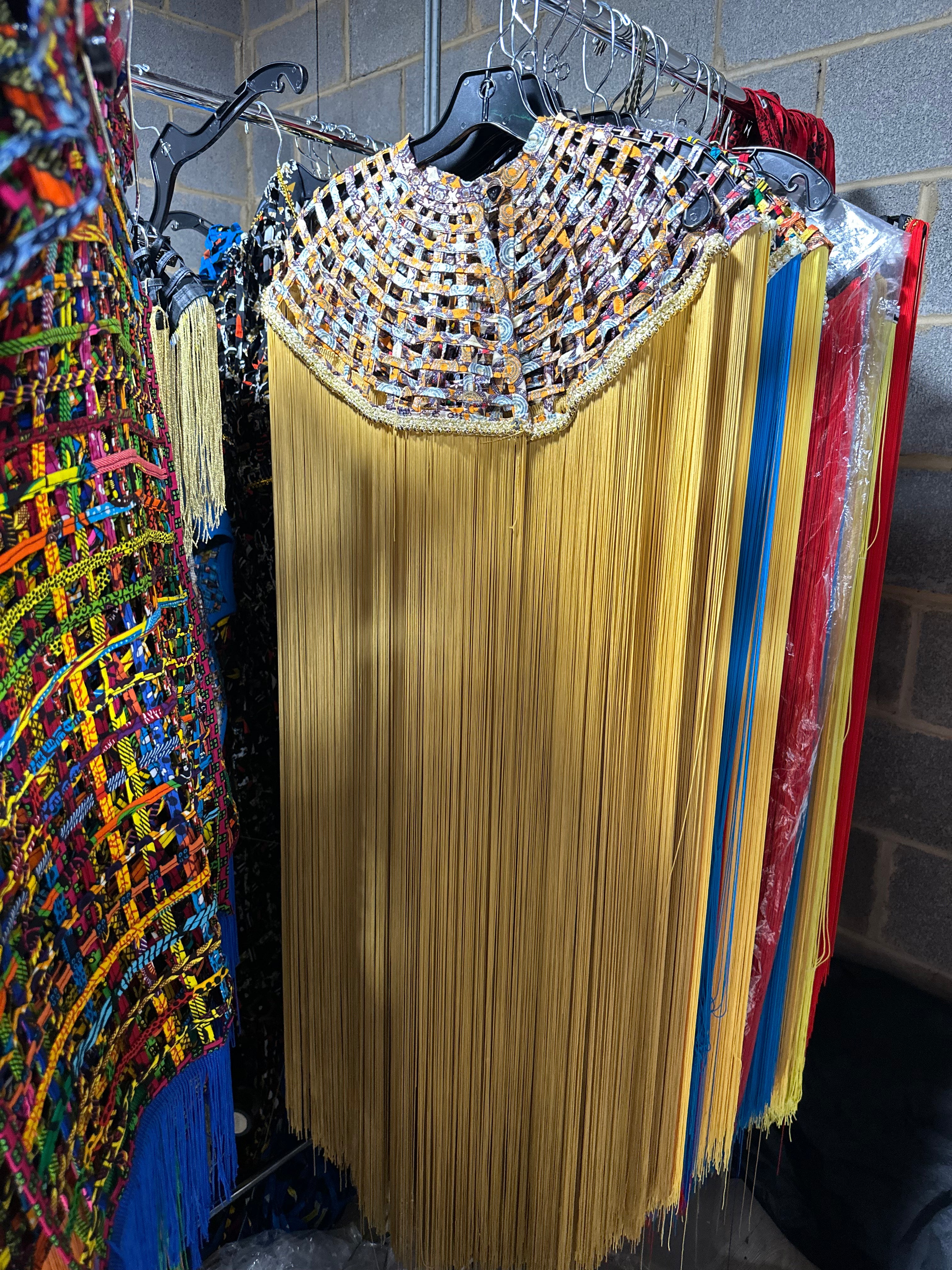 Queen Ankara Laced /Laticed Long Fringe Cape - Pearl Trim - Trufacebygrace