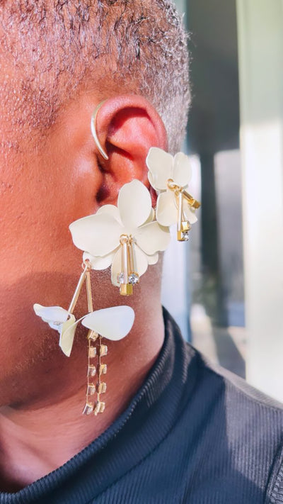 Triple Flower Cuff Earrings