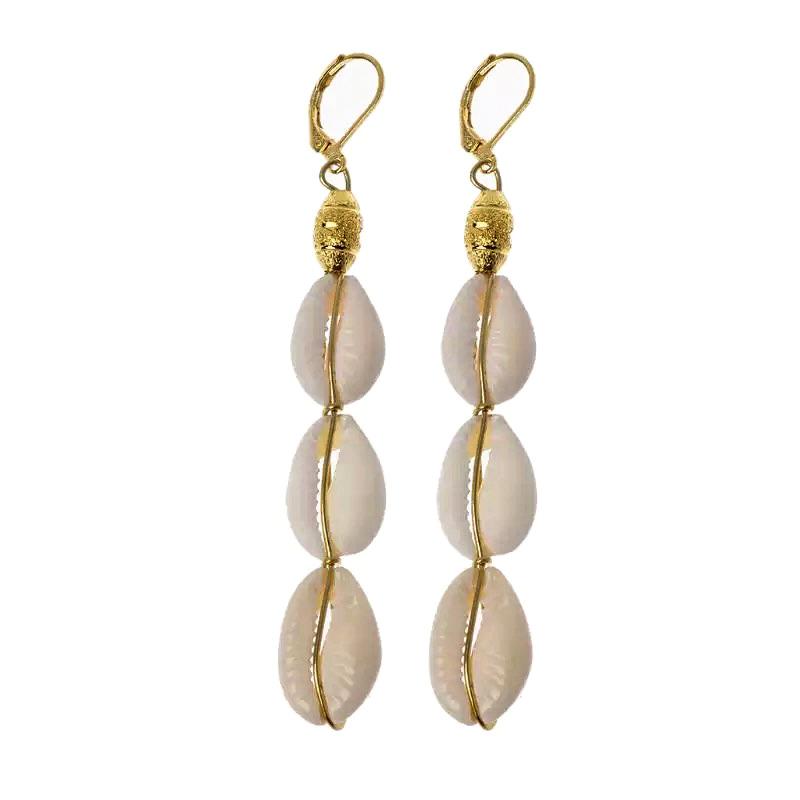 Cedi Small Cowry /Cowrie Shell tiered earrings