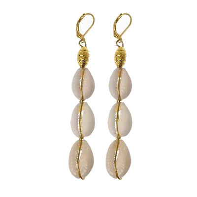 Cedi Small Cowry /Cowrie Shell tiered earrings