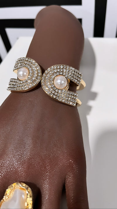 Shada rhinestone and pearl rhinestone bracelet/bangle