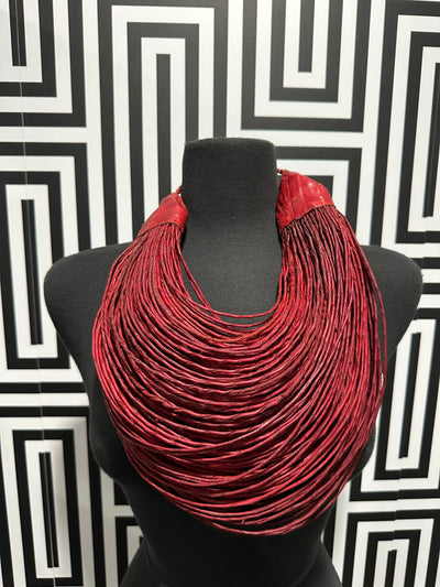 Jumbo genuine leather multi strand necklace