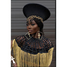 Queen Ankara Laced /Laticed Long Fringe Cape - Pearl Trim - Trufacebygrace