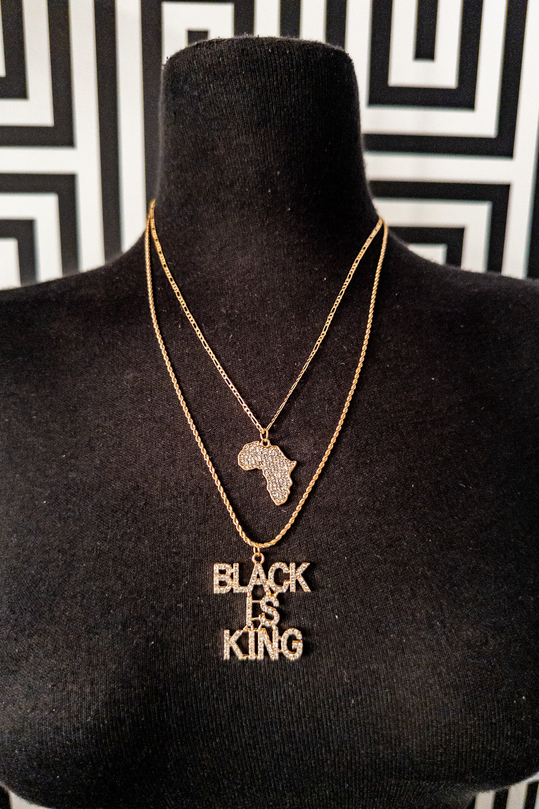 Black is king and Africa Map double Necklace Set