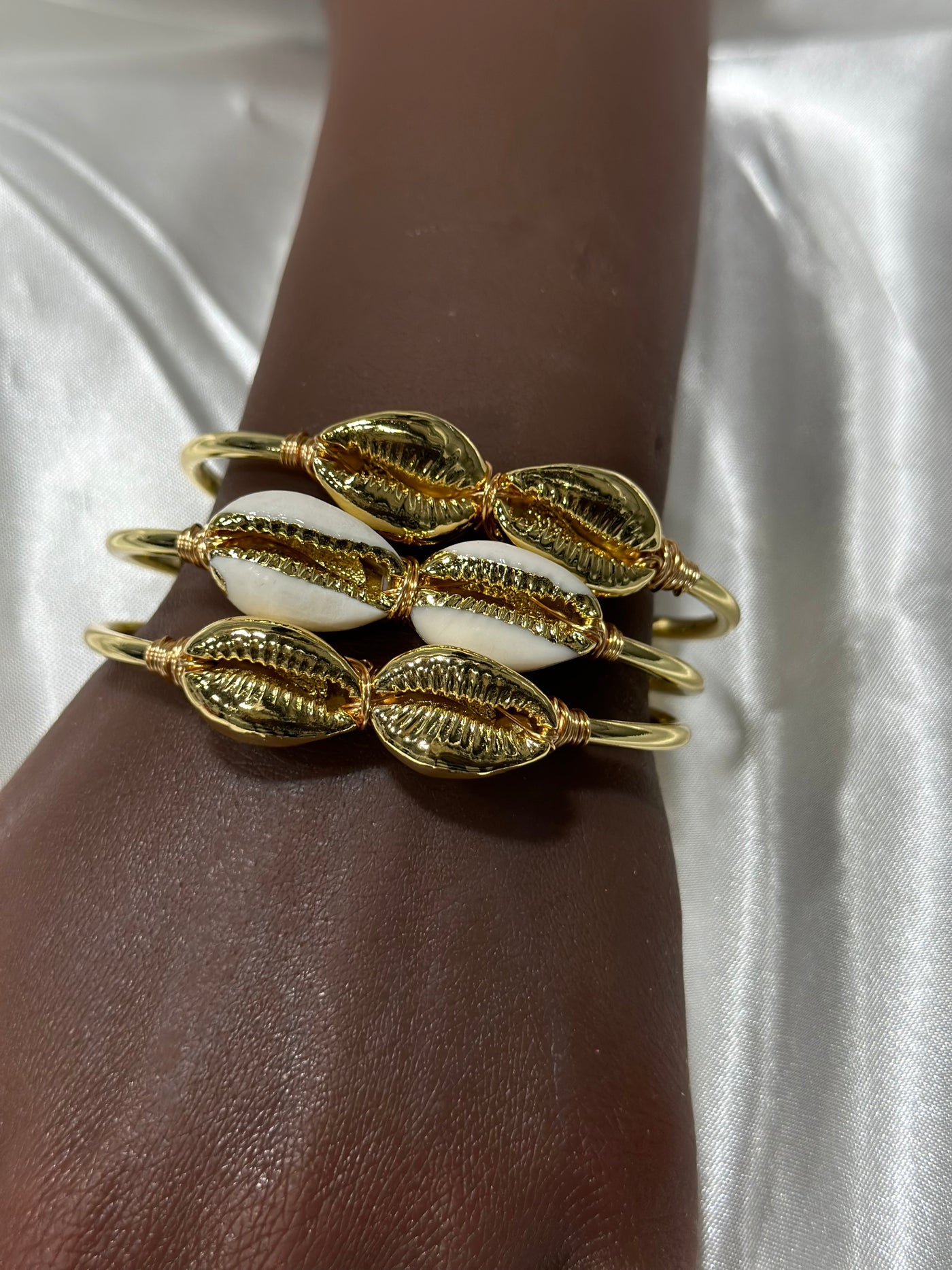 Goddess Adjustable Double cowry shell Bracelet/Bangle