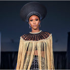 Queen Ankara Laced /Laticed Long Fringe Cape - Pearl Trim - Trufacebygrace