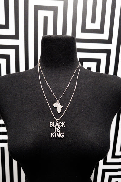 Black is king and Africa Map double Necklace Set