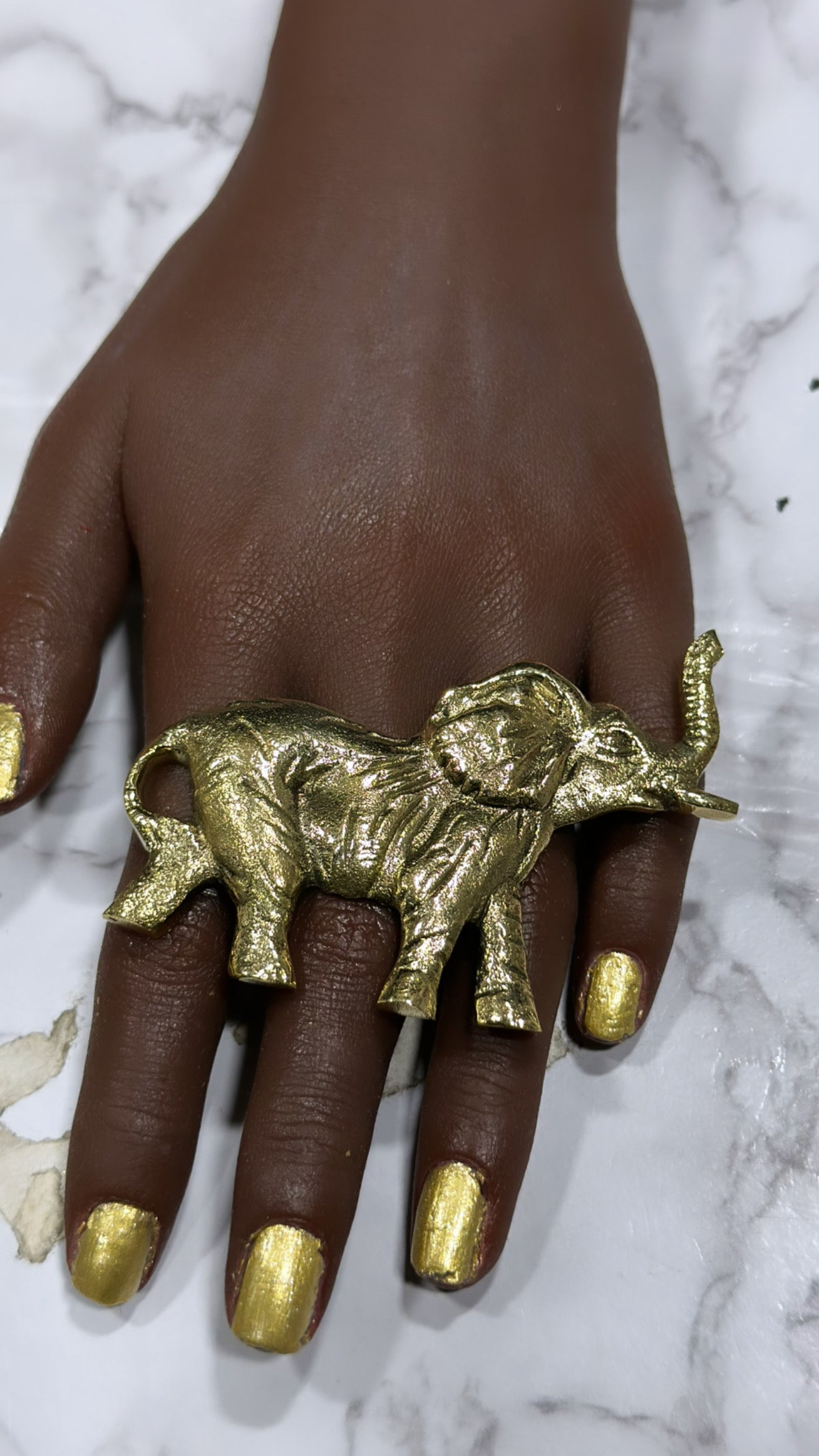 Genuine Brass Trunk Up Elephant Ring