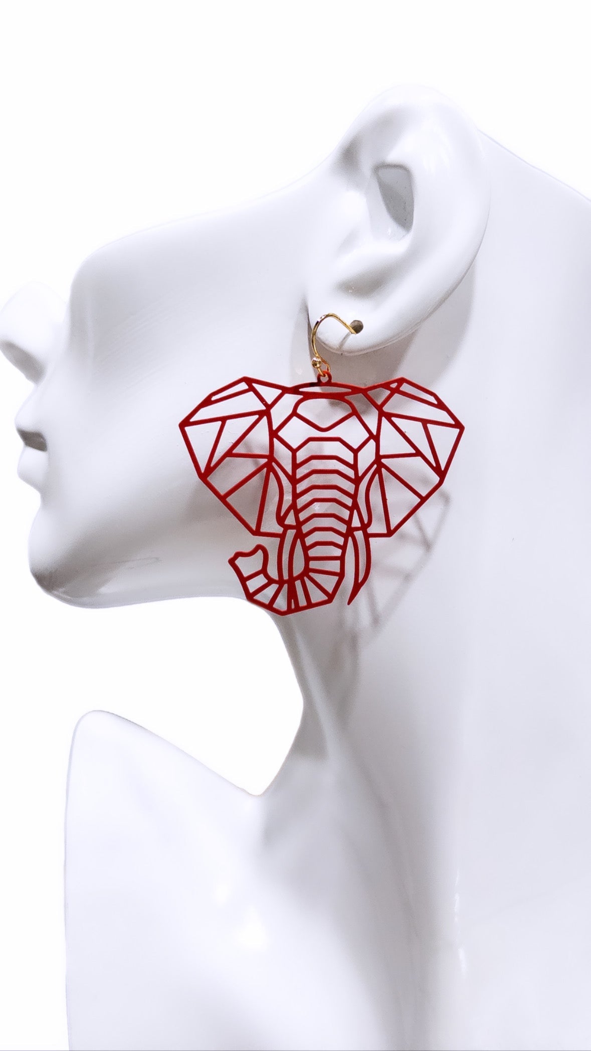 Red Osuno- elephant head Cut out Brass Earrings