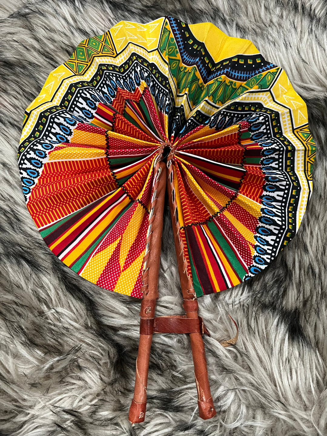 Nour Ankara and Leather Foldable Fan