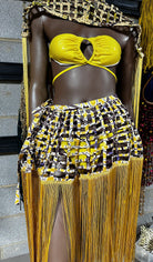 Imari Mettalic Ankara with Fringe Convertible Cover Up/ Cape/ Skirt - Trufacebygrace