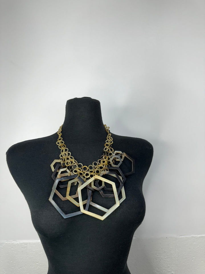 Interlock geometric Horn Necklace - Trufacebygrace