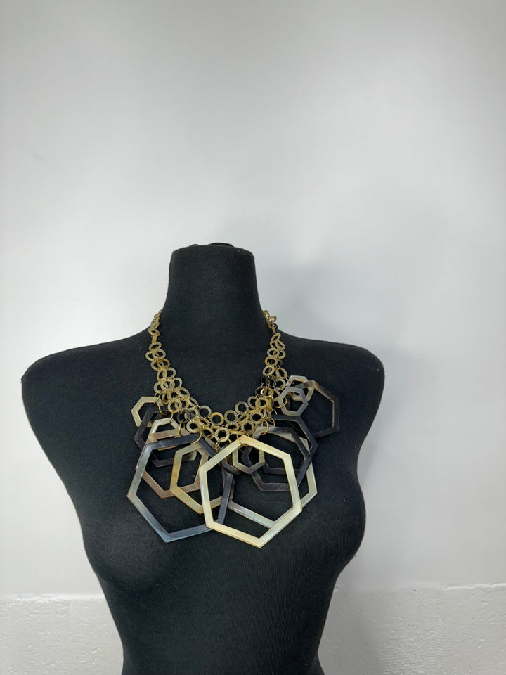 Interlock geometric Horn Necklace - Trufacebygrace