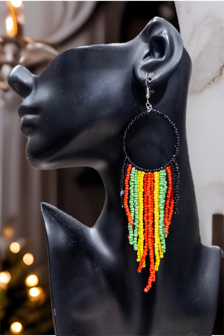 Irie beaded fringe Earrings - Trufacebygrace