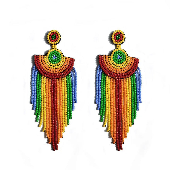 Irie beaded Multicolor Fringe earrings - Trufacebygrace