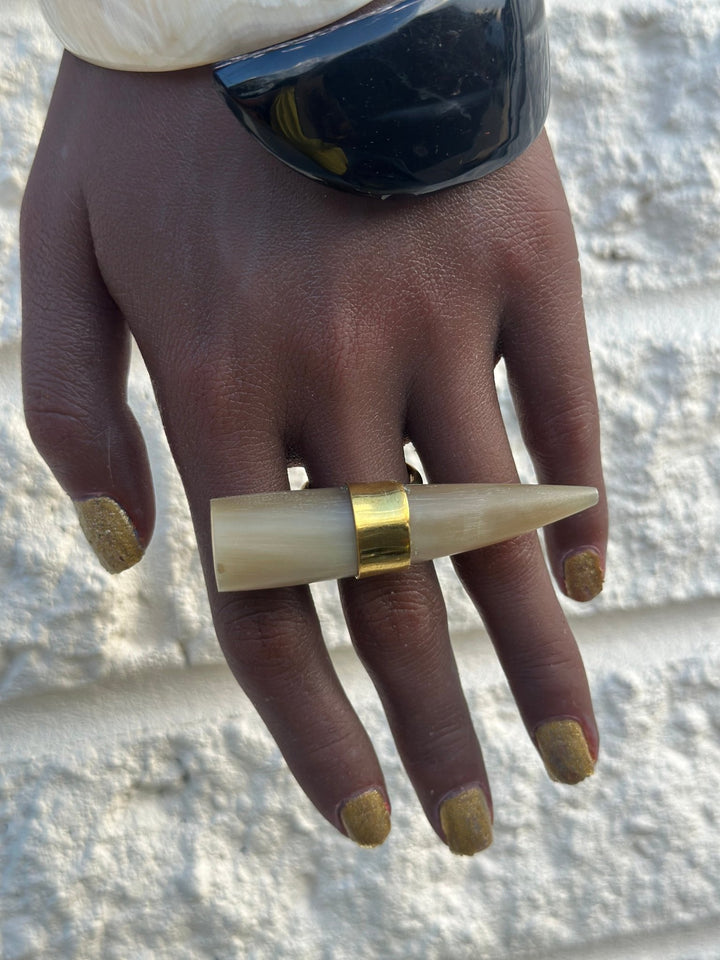 Ivory Horn Brass Ring - Trufacebygrace