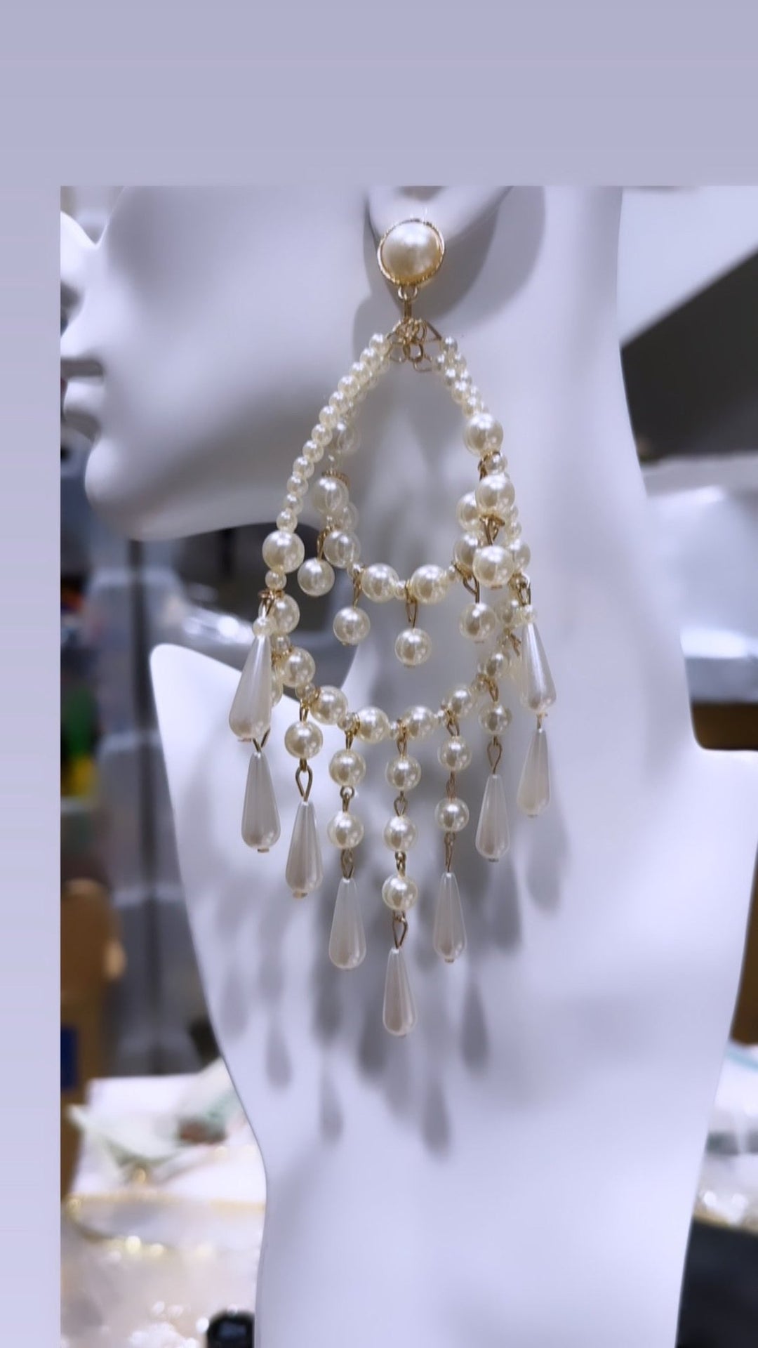 Kania Pearl chandelier Statement Earrings - Trufacebygrace