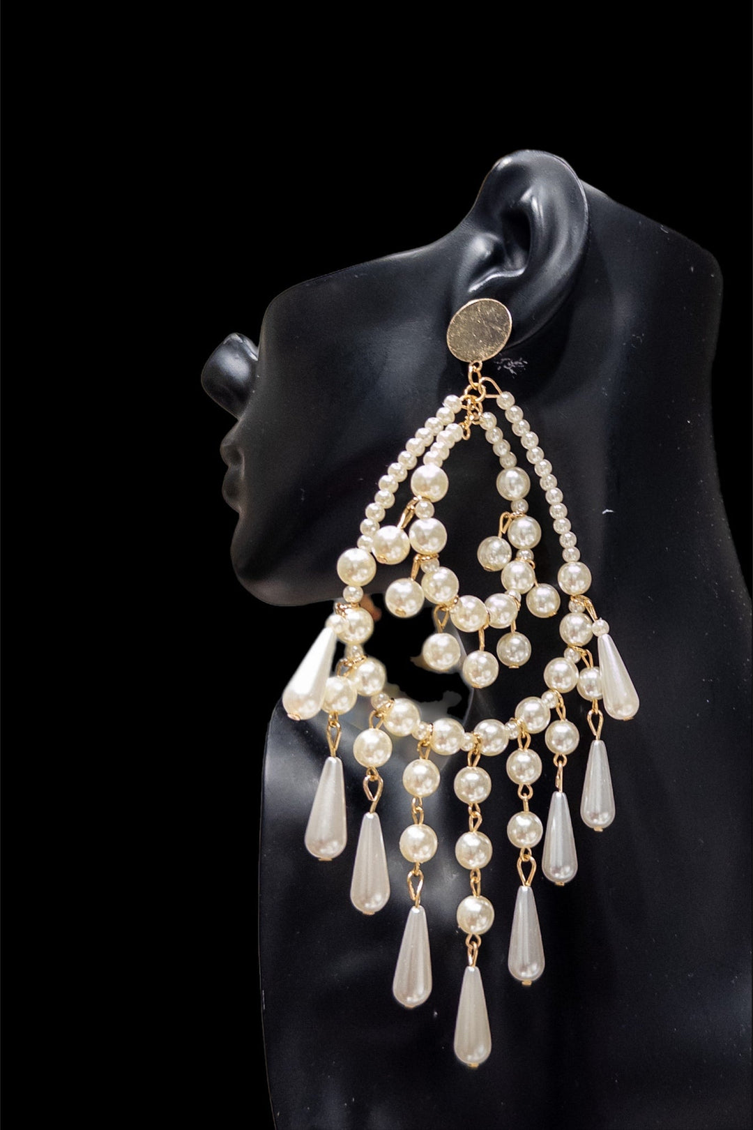 Kania Pearl chandelier Statement Earrings - Trufacebygrace