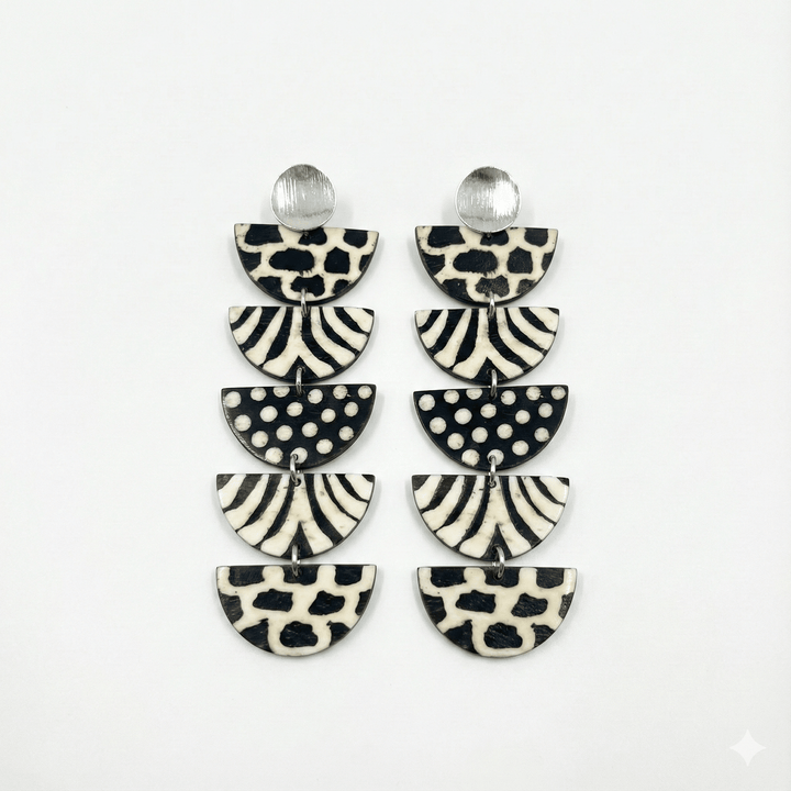Kwayemu Monochrome Tiered Earrings - Trufacebygrace