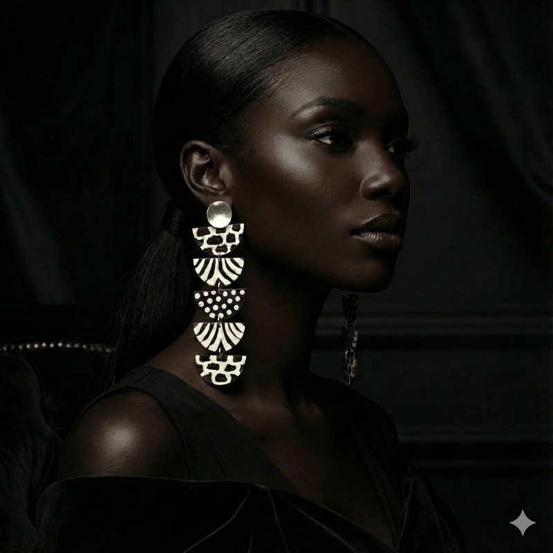 Kwayemu Monochrome Tiered Earrings - Trufacebygrace