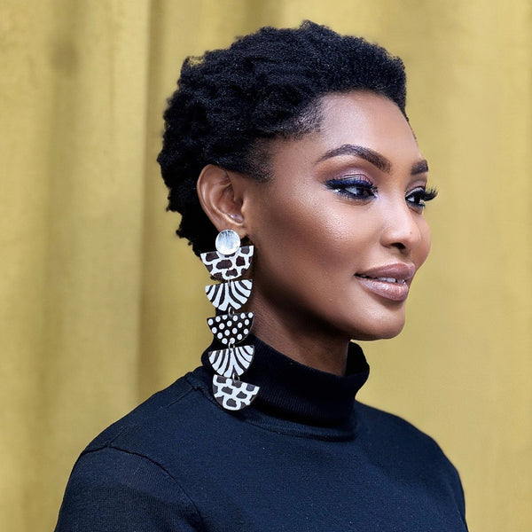Kwayemu Monochrome Tiered Earrings - Trufacebygrace