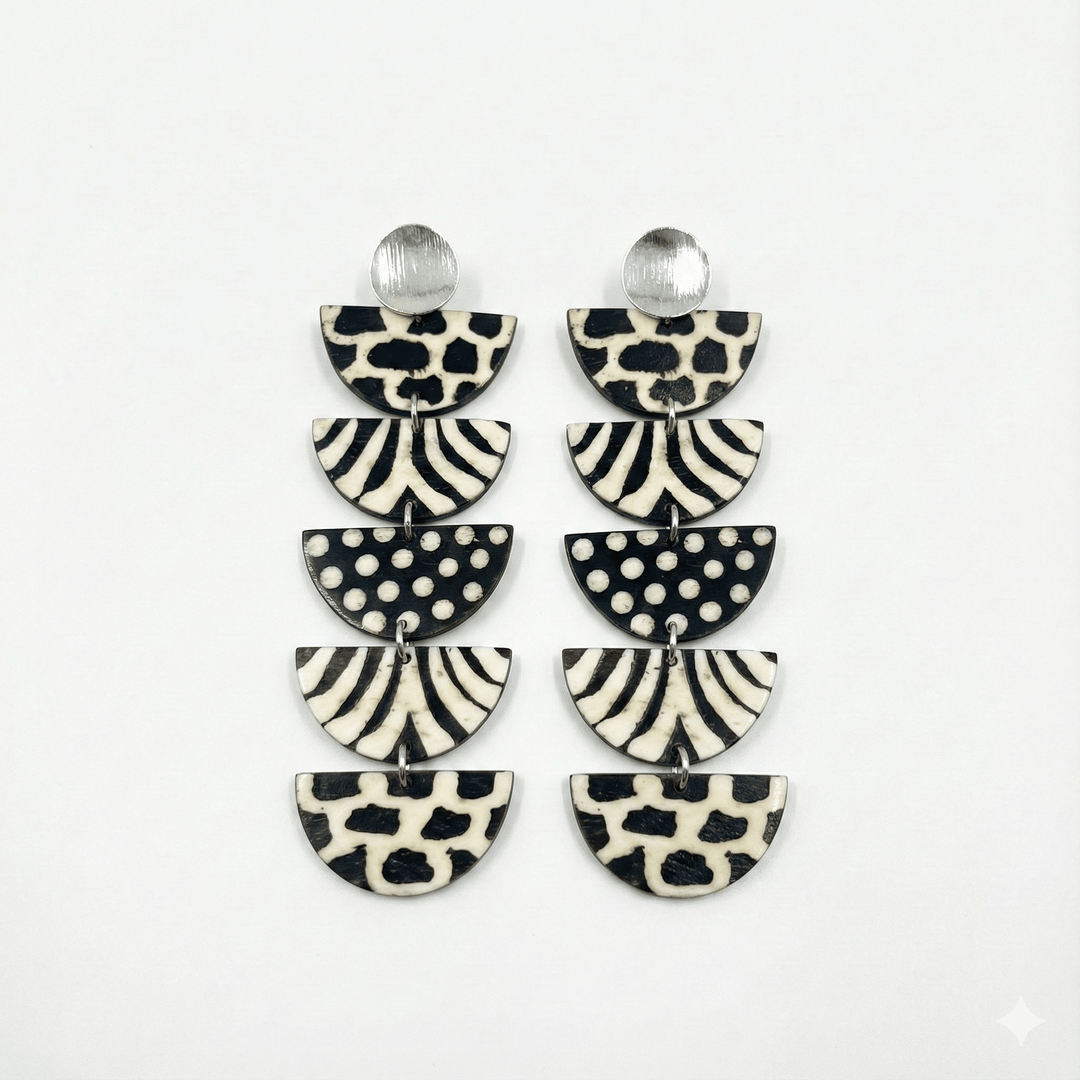 Kwayemu Monochrome Tiered Earrings - Trufacebygrace