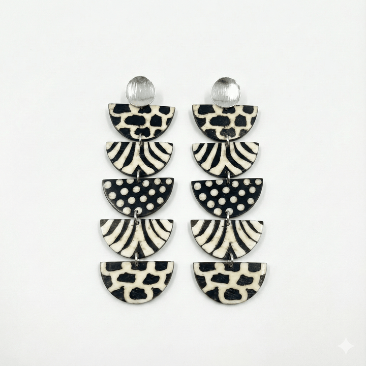 Kwayemu Monochrome Tiered Earrings - Trufacebygrace