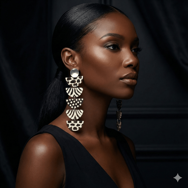 Kwayemu Monochrome Tiered Earrings - Trufacebygrace