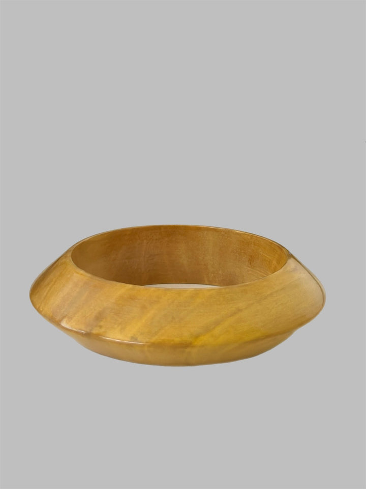 Lacquered Natural Chunky Wood Bangle - Trufacebygrace