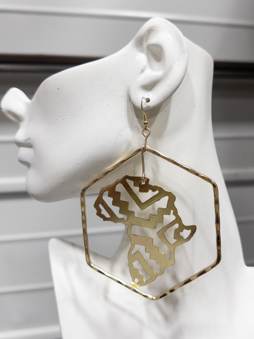 Laser Africa Map Hexagon Earring - Trufacebygrace