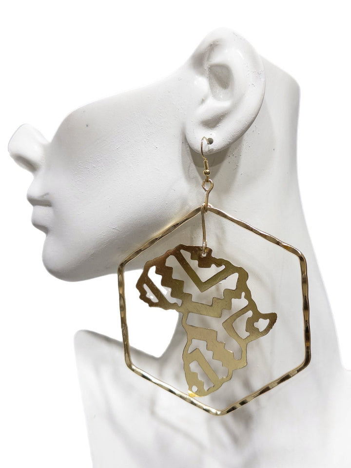 Laser Africa Map Hexagon Earring - Trufacebygrace