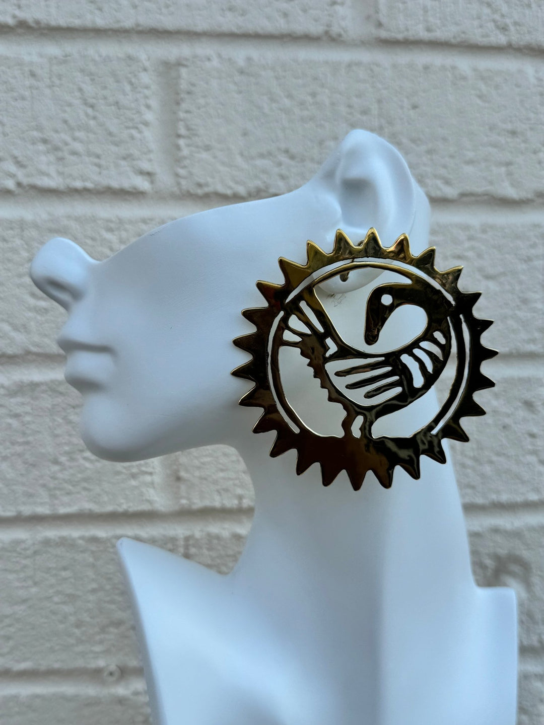 Lightweight Genuine Brass / silver Sankofa Earrings - Trufacebygrace