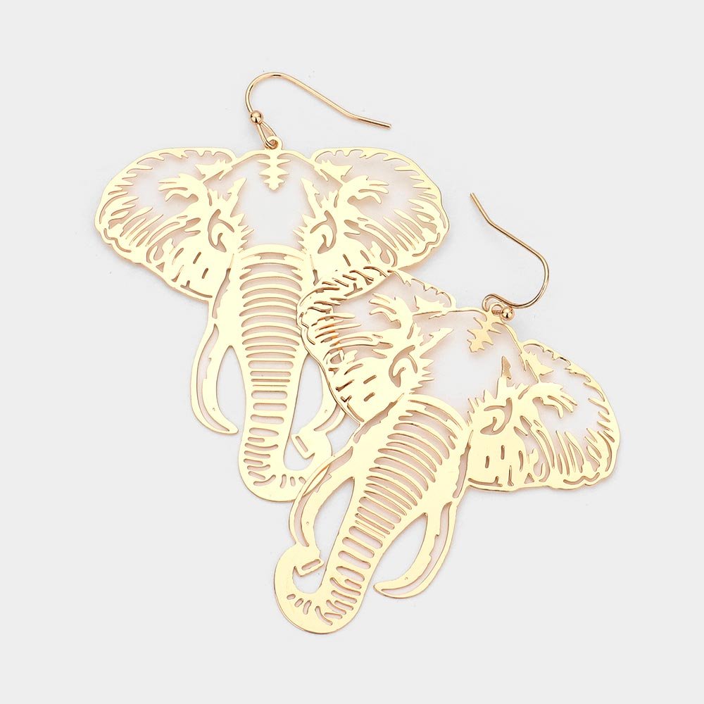 Lightweight Osuno elephant head Cut out Brass Earrings - Trufacebygrace