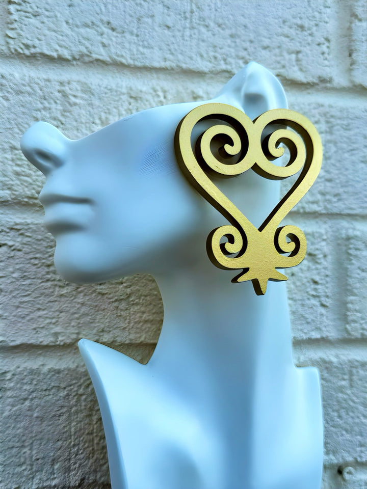 Lightweight Sankofa Painted Wood Earrings - Trufacebygrace