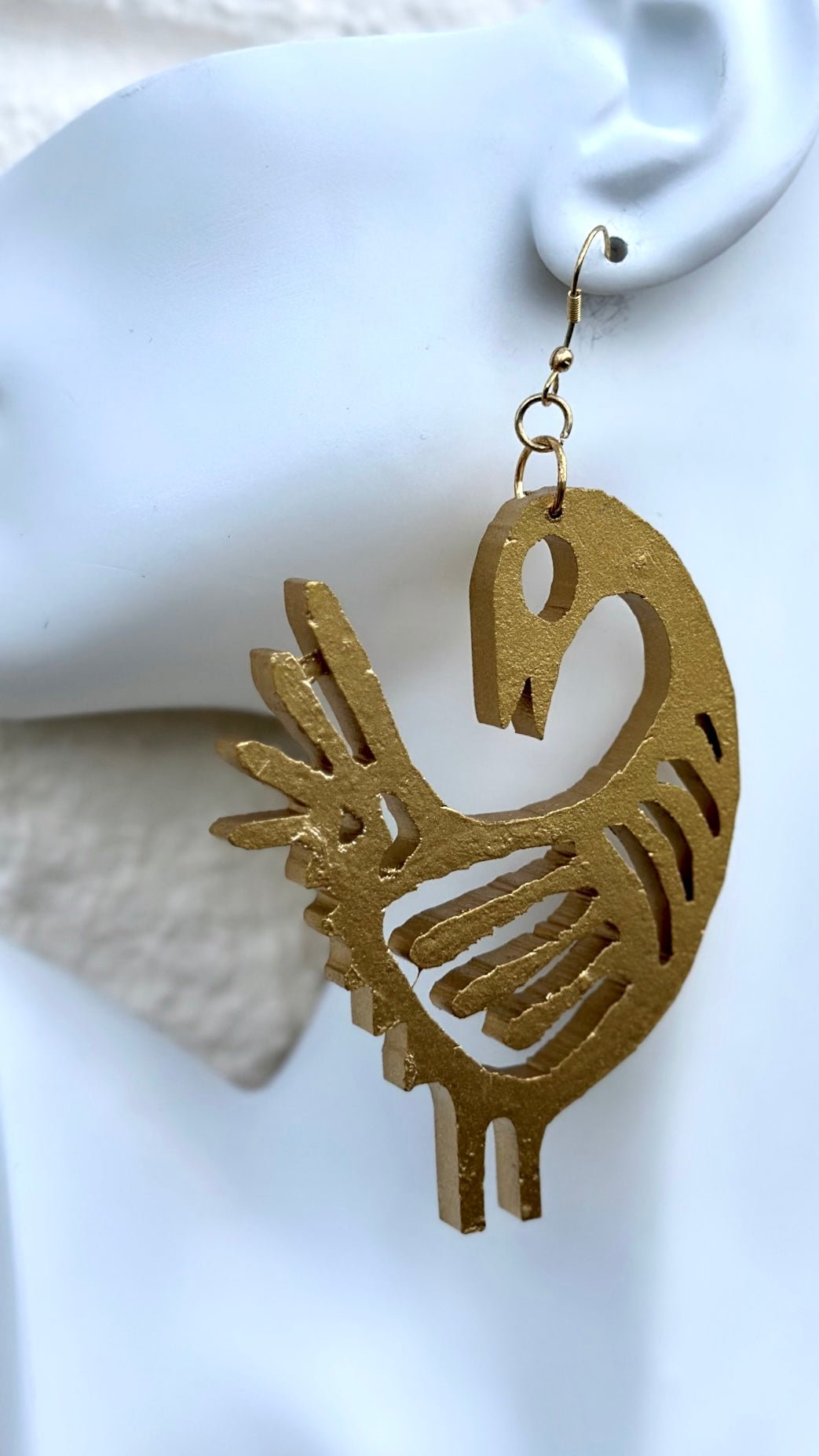 Lightweight Sankofa Painted Wood Earrings - Trufacebygrace