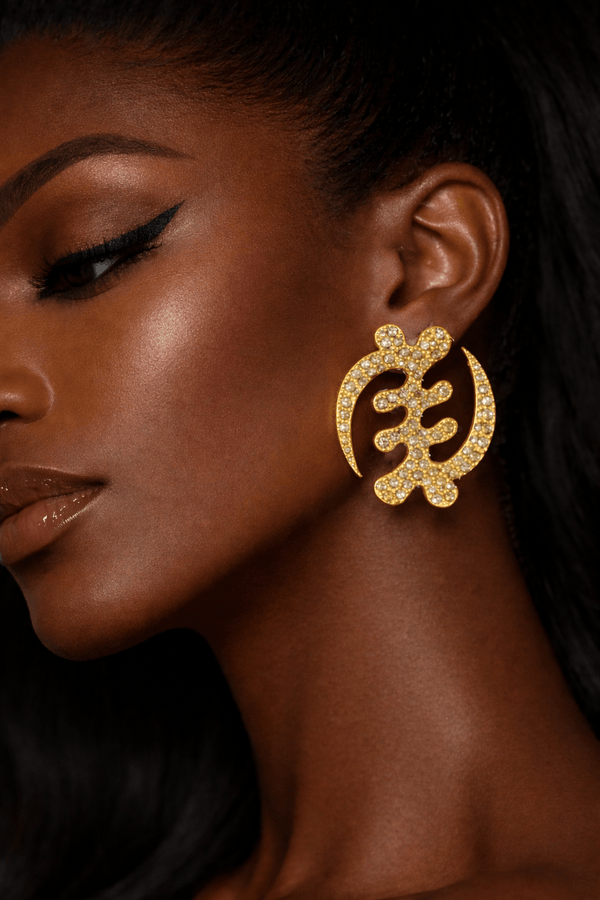Luxe Crystal Gye Nyame Earrings - Trufacebygrace