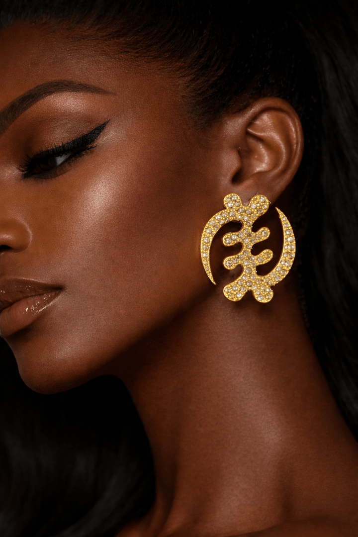 Luxe Crystal Gye Nyame Earrings - Trufacebygrace